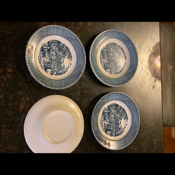 4 Royal China Currier& Ives Blue 6 3/8” Plates - Picture 6 of 11